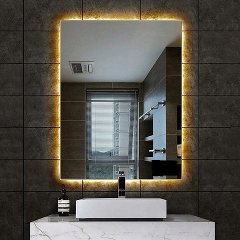 Espelho lapidado bisotê Iluminado com LED Quente 50x60cm TOUCH