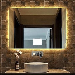 Espelho lapidado bisotê Iluminado com LED Quente 50x60cm TOUCH - 4
