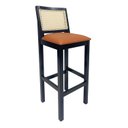 Ver imagem 1 de Banqueta Alta de Madeira com Encosto Madrid - Preto/caramelo