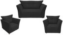 Ver imagem 1 de Kit Namoradeira + 2 Poltronas Decorativa Isis Suede Preto Pés Madeira Ms Decor