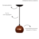 Ver imagem 2 de Pendente Luminária de Teto Cúpula Bola Suporte Plástico - Soquete E-27 – Abf Luminárias:cobre Terra