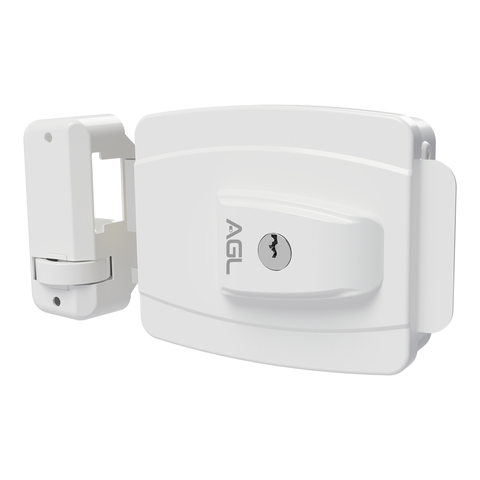 Fechadura AL100 42mm abert interna furação espec 12V branca AGL