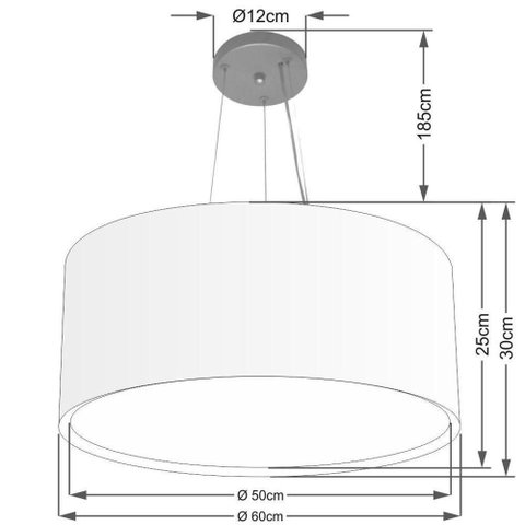 Lustre Pendente Cilíndrico Duplo Md-4302 Cúpula em Tecido 60x30cm Rustico Bege - Bivolt