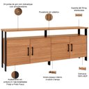 Ver imagem 4 de Aparador Buffet para Sala de Jantar 4 Portas Industrial Suria D03 Freijó Preto Fosco - Lyam Decor