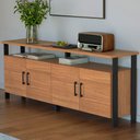 Ver imagem 2 de Aparador Buffet para Sala de Jantar 4 Portas Industrial Suria D03 Freijó Preto Fosco - Lyam Decor