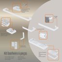 Ver imagem 4 de Kit Acessório para Banheiro e Lavabo 6 Peças Luxo- Branco