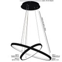 Ver imagem 2 de Lustre Pendente 2 Anéis Ring Preto Led Bivolt 60cm 3000k