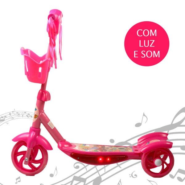 Patinete 3 Rodas Infantil Musical com Luzes Rosa - 2
