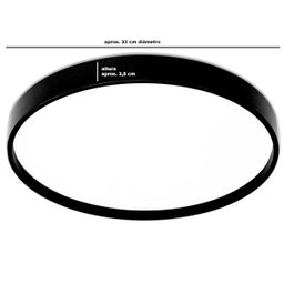 Lustre Plafon Space Redondo Preto 33x3.5cm 4000K - 3