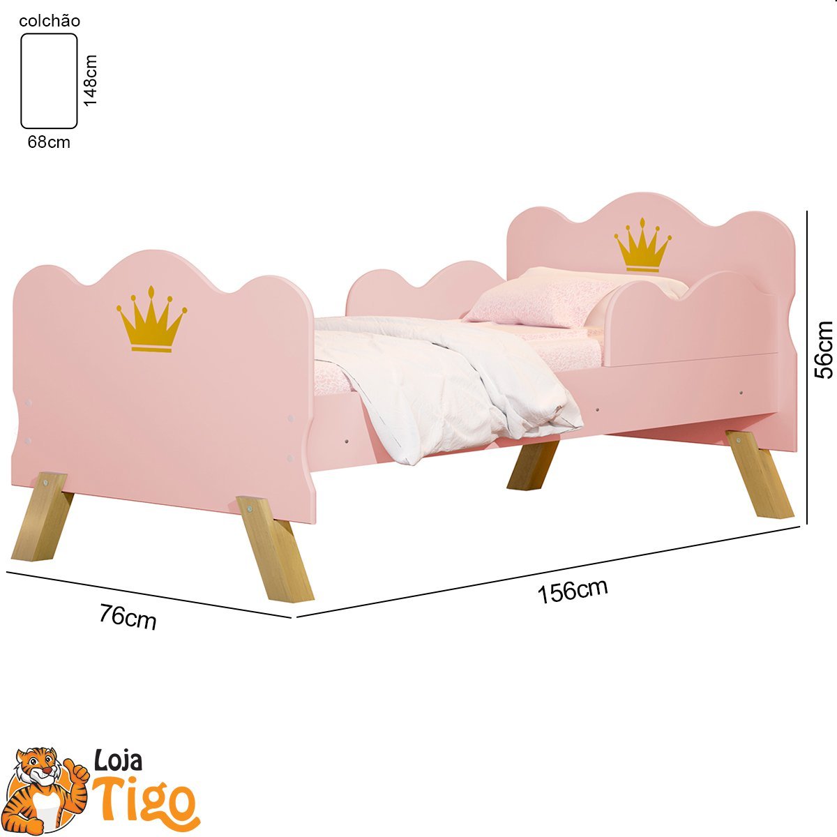 Cama Infantil Princesa Realeza Rosa - 4