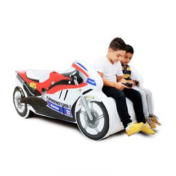 Mini Cama Moto Ninja Totalmente Estofada - Cor Branca - 3