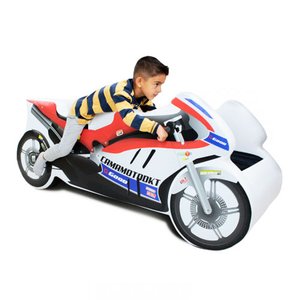 Mini Cama Moto Ninja Totalmente Estofada - Cor Branca