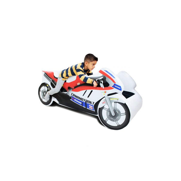 Mini Cama Moto Ninja Totalmente Estofada - Cor Branca