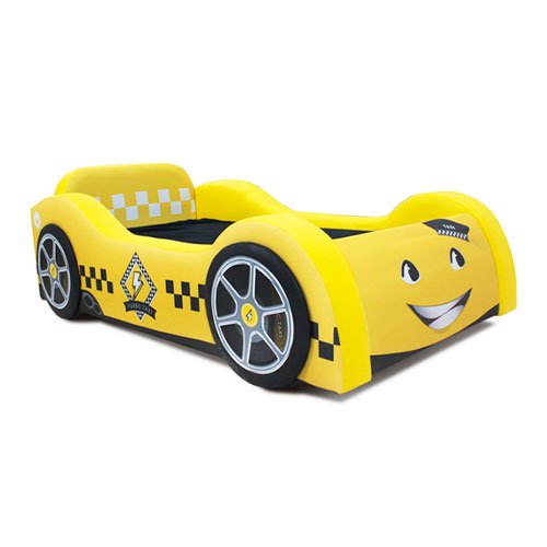Mini Cama Baby Taxi com Rodas Sobrepostas Totalmente Estofada - Cor Amarela