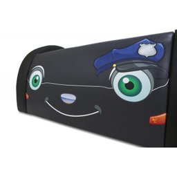 Mini Cama Baby Policia com Rodas Sobrepostas Totalmente Estofada - Cor Preta - 3