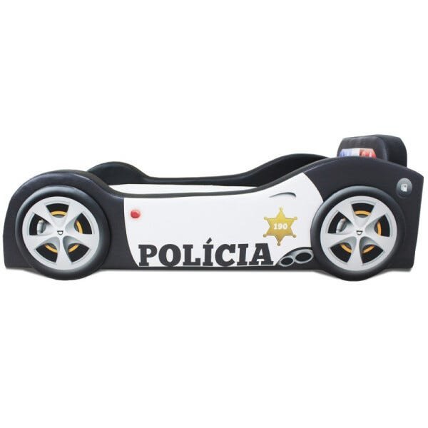 Mini Cama Baby Policia com Rodas Sobrepostas Totalmente Estofada - Cor Preta - 4
