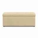 Ver imagem 5 de Kit Cabeceira com Calçadeira Baú Eros Casal 140 cm para Cama Box Suede Bege Biselos-Decor