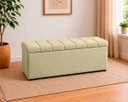 Ver imagem 6 de Kit Cabeceira com Calçadeira Baú Eros Casal 140 cm para Cama Box Suede Bege Biselos-Decor