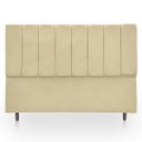 Ver imagem 2 de Kit Cabeceira com Calçadeira Baú Eros Casal 140 cm para Cama Box Suede Bege Biselos-Decor