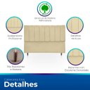 Ver imagem 3 de Kit Cabeceira com Calçadeira Baú Eros Casal 140 cm para Cama Box Suede Bege Biselos-Decor
