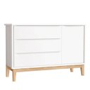 Ver imagem 1 de Cômoda Retrô Square com Porta + Pés em Madeira Natural – Branco Fosco