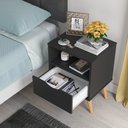 Ver imagem 2 de Mesa De Cabeceira Retrô Pés Em Madeira Maciça Grécia - Preto