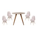 Ver imagem 1 de Conjunto Mesa Square Redonda Tampo Bétula 88cm com 4 Cadeiras Eiffel - Fendi