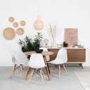 Ver imagem 1 de Conjunto Mesa Square Redonda Tampo Bétula 88cm 4 Cadeiras Eiffel - Branca