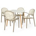 Ver imagem 1 de Conjunto Mesa de Jantar Quadrada Eiffel 80x80 Branca com 4 Cadeiras Roma com Braço - Cinza