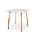 Ver imagem 2 de Conjunto Mesa de Jantar Quadrada Eiffel 80x80 Branca com 4 Cadeiras Roma com Braço - Cinza