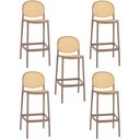 Ver imagem 1 de Kit 5 Banqueta Alta com Encosto Roma em Polipropileno Cozinha/bancada - Marrom Claro