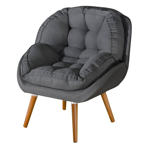 Poltrona Linho Luxo/conforto Premium Pés Palito Madeira:grafite/linho