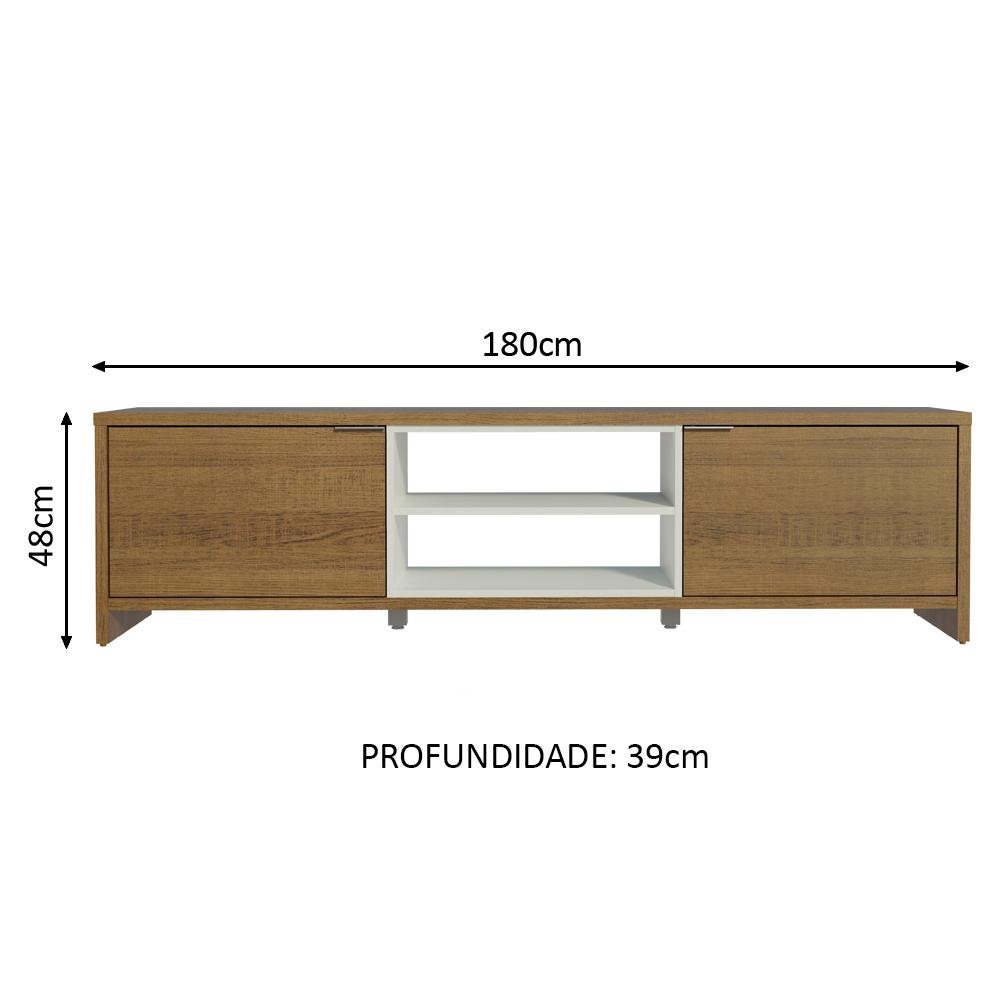 Rack para Tv até 75 Polegadas Madesa Metz 180 Cm 2 Portas - Rustic/branco - 4