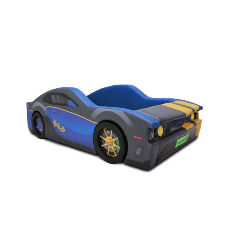 Cama Carro Smile Solteiro Estofada - Cor Azul