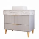 Ver imagem 2 de Gabinete para Banheiro 90cm com 1 Porta 1 Gaveta e Cuba de Sobrepor Riviera Cinza/Platina