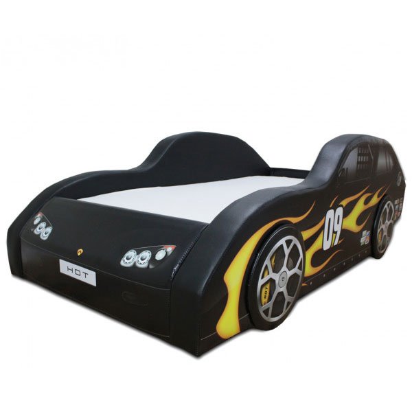 Cama Carro Hot Solteiro Estofada - Cor Preta - 2