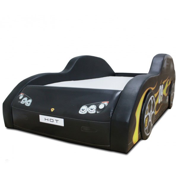 Cama Carro Hot Solteiro Estofada - Cor Preta - 4