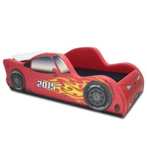 Cama Carro Street Solteiro Estofada - Cor Vermelha