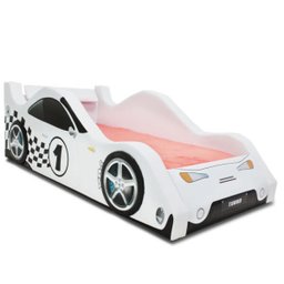 Cama Carro Solteiro Xr4 Estofada com Aerofólio Traseiro - Cor Branca - 1