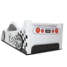 Cama Carro Solteiro Xr4 Estofada com Aerofólio Traseiro - Cor Branca - 2