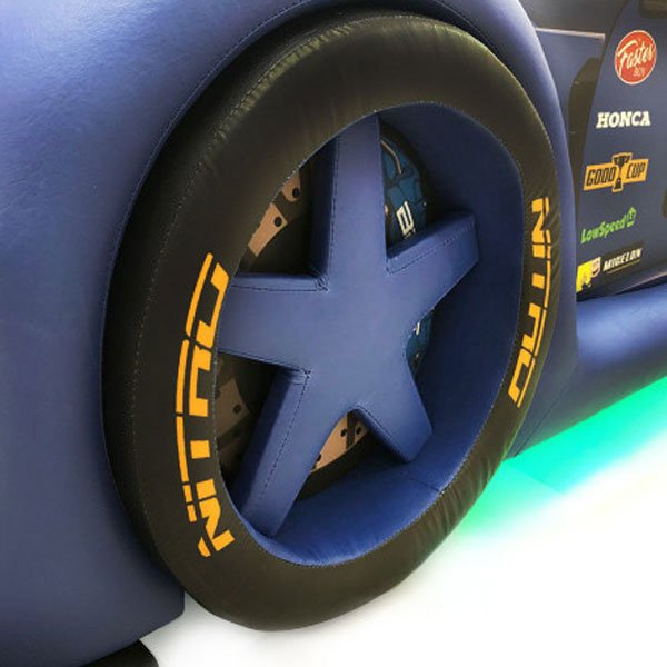 Cama Carro Zmax Racing Solteiro com Leds e Banco Traseiro Totalmente Estofada - Cor Azul - 4