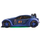 Ver imagem 5 de Cama Carro Zmax Racing Solteiro com Leds e Banco Traseiro Totalmente Estofada - Cor Azul