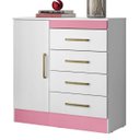 Ver imagem 3 de Cômoda Multiuso 92 Cm 4 Gavetas - Demóbile Montevideu:branco/rosa/branco Flex