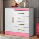 Ver imagem 1 de Cômoda Multiuso 92 Cm 4 Gavetas - Demóbile Montevideu:branco/rosa/branco Flex