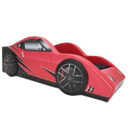 Mini Cama Z1 com Rodas Sobrepostas e Impressão Digital - Cor Vermelha - 1 Mini Cama Z1 com Rodas Sobrepostas e Impressão Digital - Cor Vermelha - 1