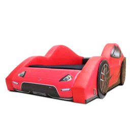 Mini Cama Z1 com Rodas Sobrepostas e Impressão Digital - Cor Vermelha - 4 Mini Cama Z1 com Rodas Sobrepostas e Impressão Digital - Cor Vermelha - 4