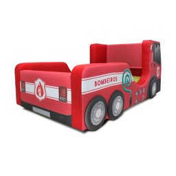 Cama Bombeiro Infantil com Rodas Sobrepostas - Cor Vermelha - 2