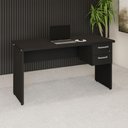 Ver imagem 1 de Mesa Escrivaninha Retangular 135cm x 60cm Tampo 30mm com Gaveteiro 2 Gavetas F5 Office Cor:Preto