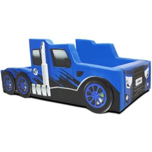 Cama Carro Solteiro Falcon Estofada - Cor Azul