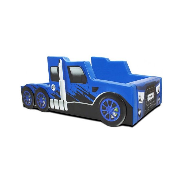 Cama Carro Solteiro Falcon Estofada - Cor Azul